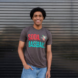 Utah Dirty Sodas Cola Brown 108 Stitches Soda Baseball Adult Tee