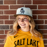 Salt Lake Bees Cream New Era Sky Blue Bat Jedi Knight Brown Two Tone Snapback 950