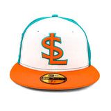 Salt Lake Gulls White New Era Teal Orange Tri-Tone Circle Patch Fitted 5950