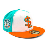 Salt Lake Gulls White New Era Teal Orange Tri-Tone Circle Patch Fitted 5950
