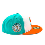 Salt Lake Gulls White New Era Teal Orange Tri-Tone Circle Patch Fitted 5950