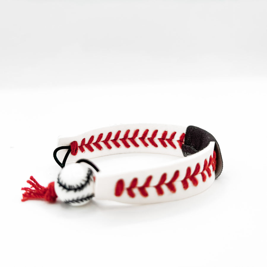 Salt Lake Bees White Worthy Baseball Stitch Bracelet