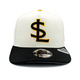 Salt Lake Bees Cream New Era Black SL Two Tone Alt Bee Side Patch Snapback 950 A Frame