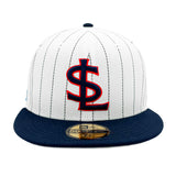 Salt Lake Bees White New Era 2025 Big League Chew Outta Here Original Pinstripe Fitted 5950