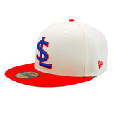 Salt Lake Bees Cream New Era 2025 Big League Chew Outta Here Original Red Brim Fitted 5950