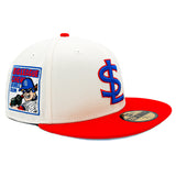 Salt Lake Bees Cream New Era 2025 Big League Chew Outta Here Original Red Brim Fitted 5950