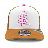 Salt Lake Bees White New Era 2025 Big League Chew Bronze Pink Curveball Cotton Candy Snapback 950 A Frame