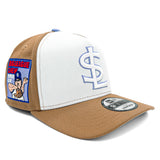 Salt Lake Bees White New Era 2025 Big League Chew Khaki Lavender Ground Ball Grape Snapback 950 A Frame