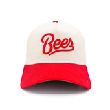 Salt Lake Bees Cream New Era Corduroy Red Script Two Tone Snapback 940 A Frame
