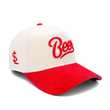 Salt Lake Bees Cream New Era Corduroy Red Script Two Tone Snapback 940 A Frame