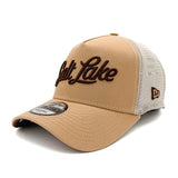 Salt Lake Bees Camel New Era Brown Script Trucker Snapback 940 A Frame