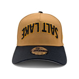 Salt Lake Bees Khaki New Era Upside Down Script Black Two Tone Snapback 940 A Frame