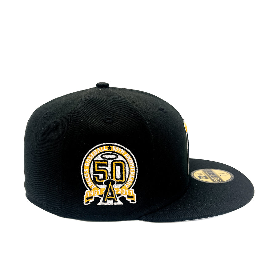 Los Angeles Angels Black New Era Fitted Bees Gold 50th Patch 5950