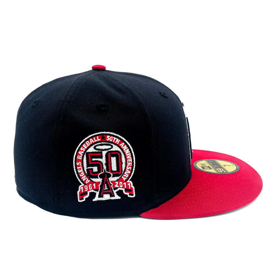 Los Angeles Angels Navy Blue New Era Fitted Scarlet 50th Patch 5950