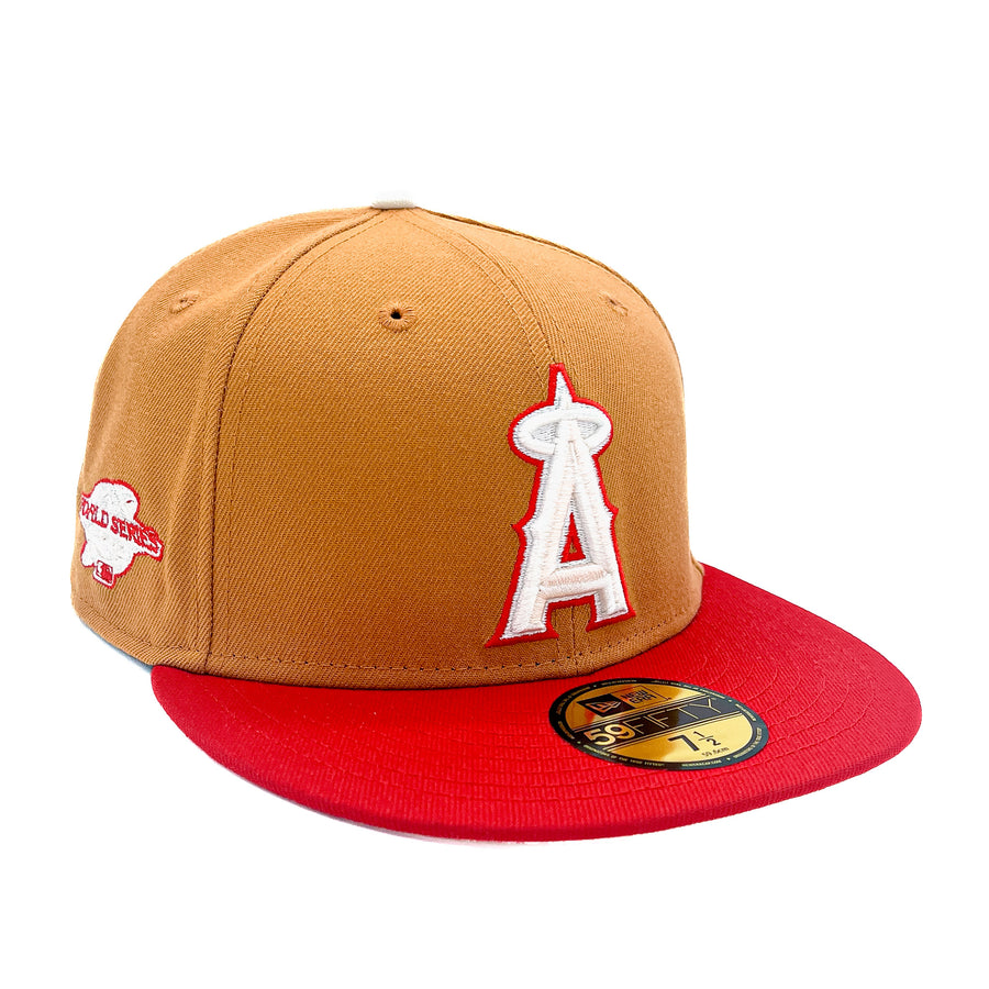 Los Angeles Angels Tan New Era Fitted Pan Tan Scarlet 02WS Patch 5950