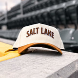 Salt Lake Bees Cream New Era Brown Script Triple A Patch Snapback 940 A Frame