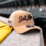 Salt Lake Bees Camel New Era Brown Script Trucker Snapback 940 A Frame