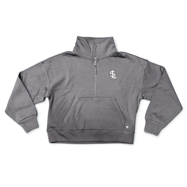 Salt Lake Bees Grey '47 Brand Womens SL Cropped 1/4 Zip Pullover