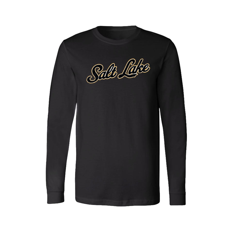 Salt Lake Bees Black 108 Stitches Mens Script Long Sleeve Tee