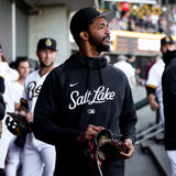 Salt Lake Bees Black Nike 2025 Official B&W On Field Performance SL Script Hoodie