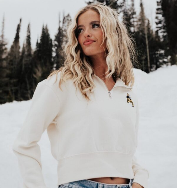 Salt Lake Bees Cream 108 Stitches Womens 1/2 Zip Cropped Pullover