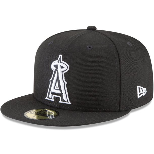 Los Angeles Angels Black New Era Fitted White Logo 5950