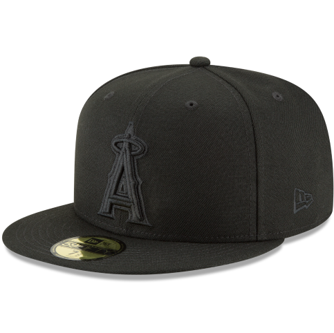 Los Angeles Angels Black New Era Fitted Blackout Logo 5950